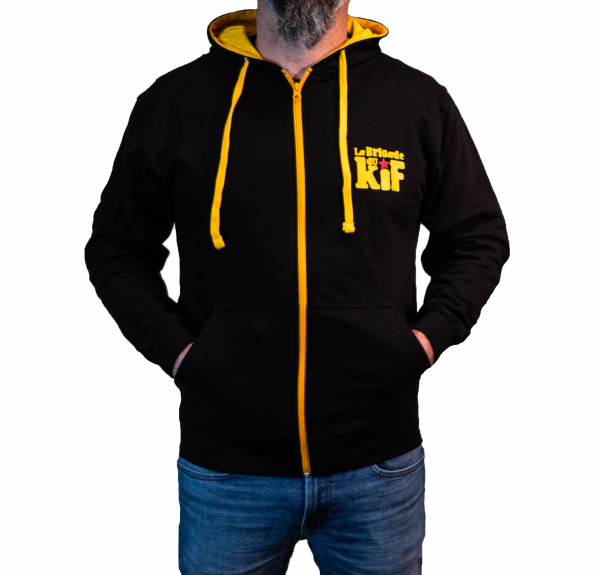 VESTE A CAPUCHE - NOIR AVEC LISERET JAUNE - MIXTE FEMME HOMME – Image 4